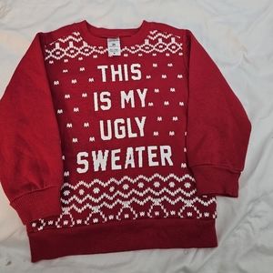 GUC CARTER'S UNISEX THIS IS MY UGLY CHRISTMAS RED PULLOVER 2T SWEATER